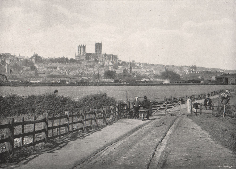 LINCOLNSHIRE. Lincoln 1900 old antique vintage print picture